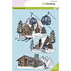CraftEmotions clearstamps A5 - Blokhutten en skilift GB Dimensional stamp