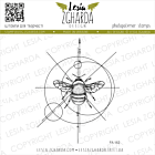 Lesia Zgharda Design Stamp Bee with geometric background 