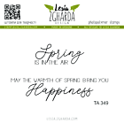 Lesia Zgharda Sentiment Stamp Set Spring in the air. May the warmth of spring bring you happiness.